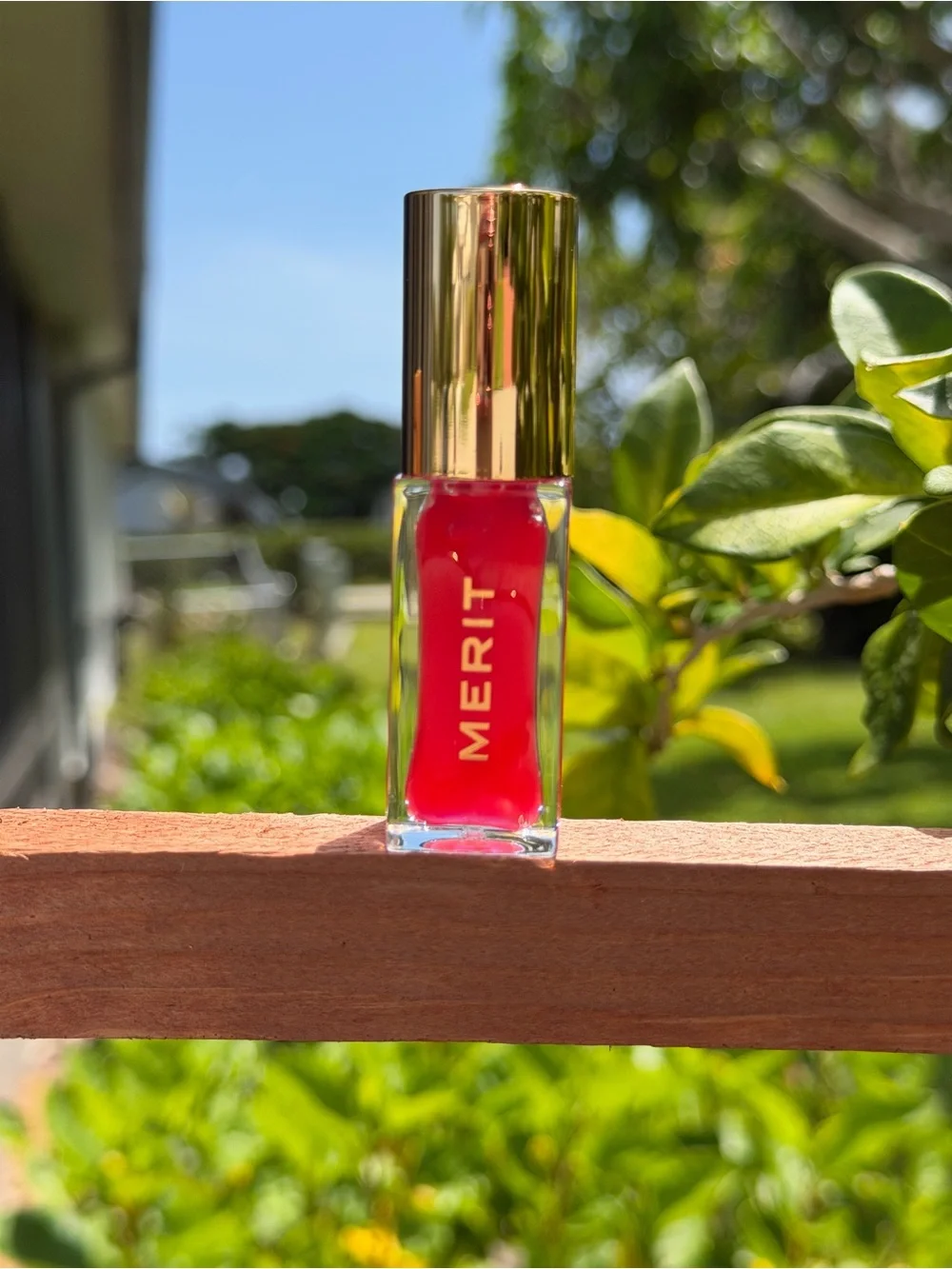 MERIT Shade Slick Tinted Lip Oil Gloss In Maraschino  Sheer Red